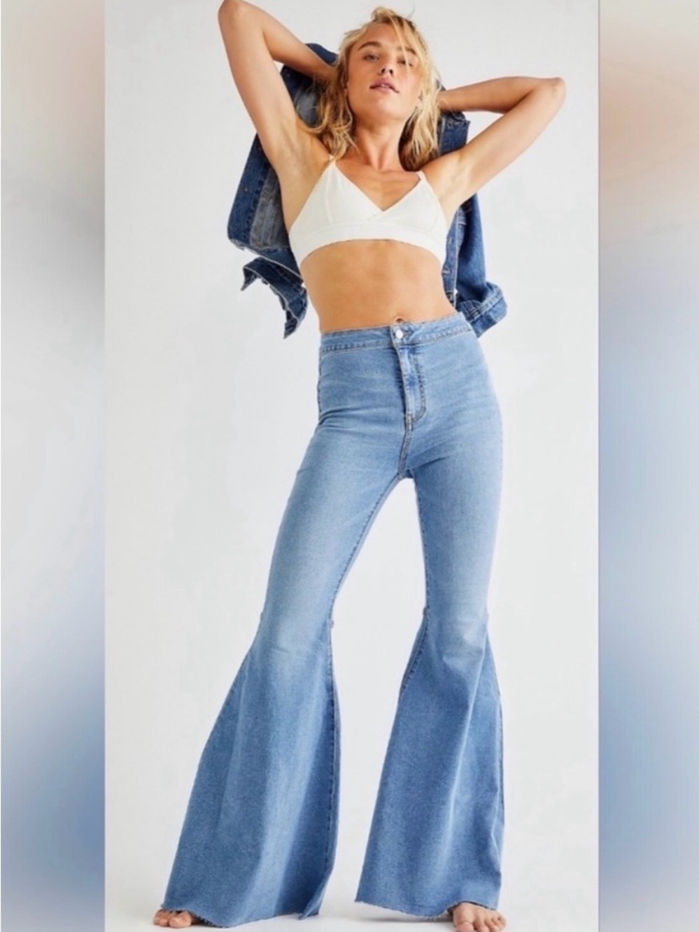 Free People Light Blue Flared Women's Jeans size 24
